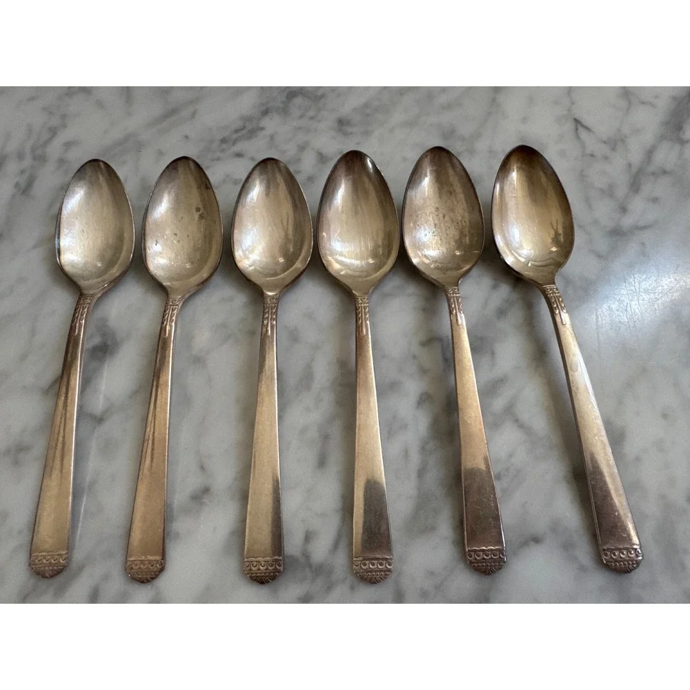 Oneida 1881 Rogers Surf Club Silverplate Teaspoons Set of 6 Vintage 1938 Spoons